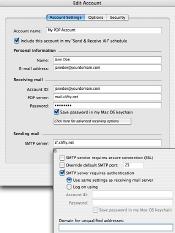 Example of POP account setup on an email client